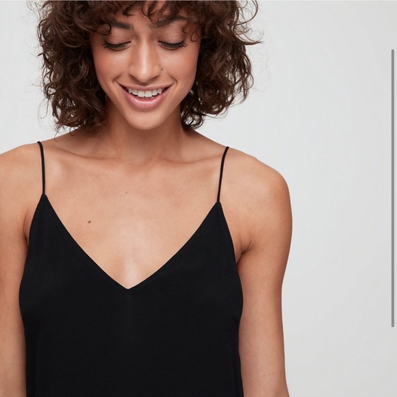 ARITZIA Wilfred Free Vivienne Dress Black L Minimalist Slip Mini Spaghetti Strap - Picture 4 of 11